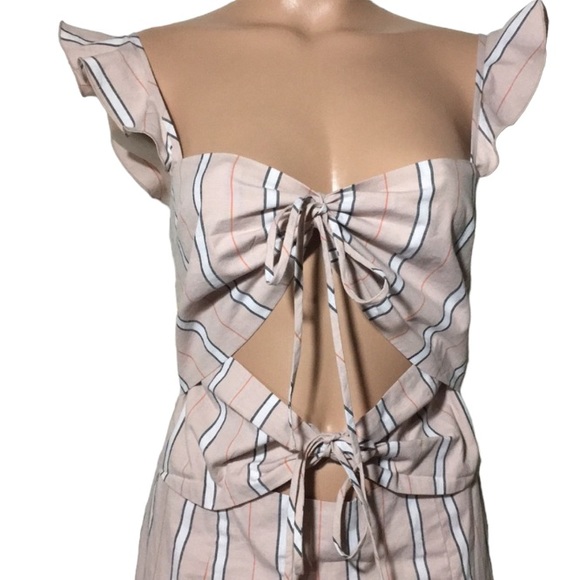 Wayf Where Are You From Verona Striped Dress Size S NWT New Front Ties - Picture 3 of 8